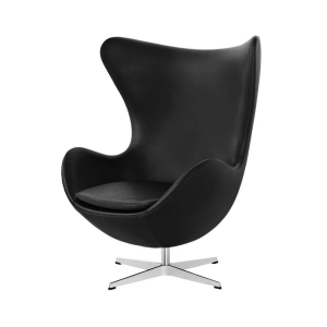 Ledersessel Egg Chair-black-chair and ottoman