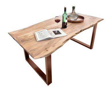 Tisch aus Akazienholz, Metallgestell ab 160x85