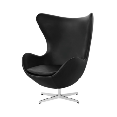 Ledersessel Egg Chair-black-chair and ottoman